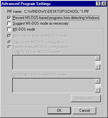Advanced Program Settings